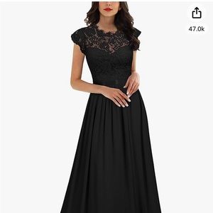 Black Lace Top, Full Length evening gown/bridesmaid dress